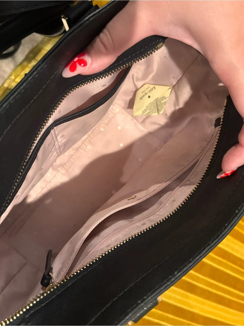kate spade Black Velvet Floral Appliqué Tote